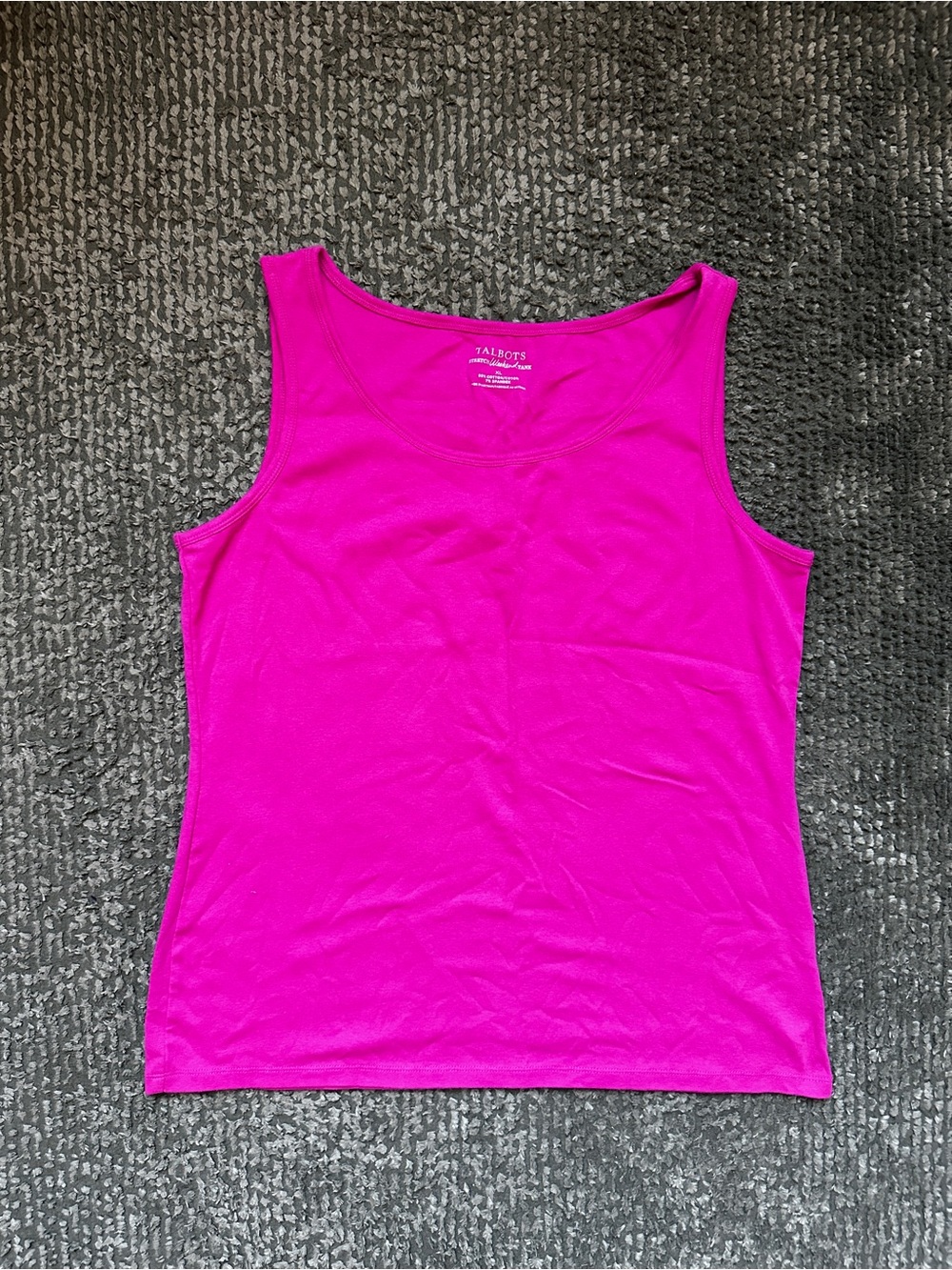 Talbots Stretch Weekend Tank Top XL Hot Pink Cotton Spandex Scoop Neck Basic - Picture 3 of 4